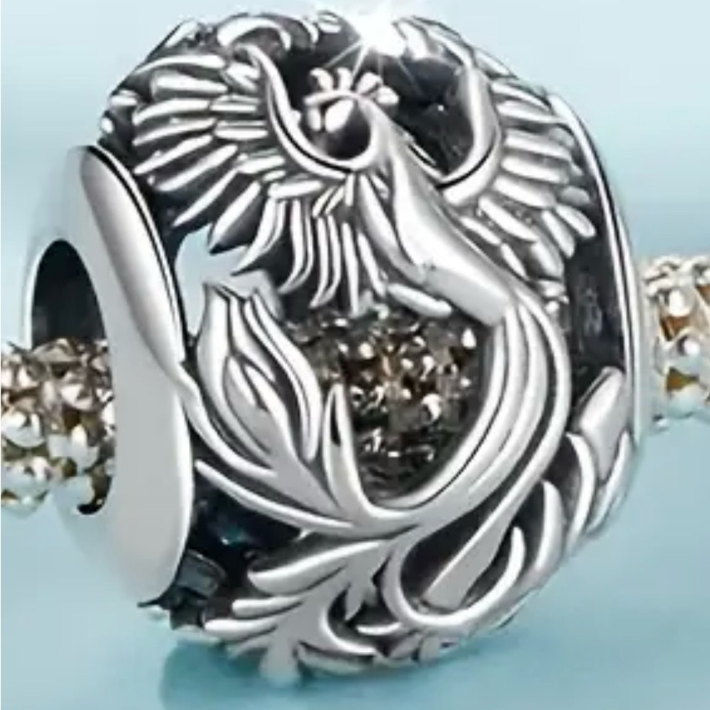 Silver Phoenix Charm Bead - Picture 2 of 4